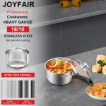 1 Quarts 18/10 Stainless Steel Saucepan, Joyfair Small Sauce Pan Milk Pot with Glass Lid for Cooking Stewing Boiling Spaghetti Soup, Extra Pan Wall & Heat-proof Bakelite Handle, Dishwasher Safe - Image 3