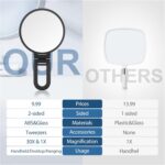 B Beauty Planet 30X Magnifying Mirror, Hand Mirror with Handle, Double Sided Hand Mirror with 30X/1X Magnification, Travel Essential Portable Foldable Makeup Mirror for Precision Makeup Black - Image 4