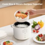 Narcissus 3.5-Cup Rice Cooker for 1-3 People, Multifunctional for Rice, Oatmeal, Quinoa - Slow Cook, Steam, Cook Rice & Steam Dish Together, Rice White - Image 5