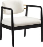 Ball & Cast Modern Accent Chair Upholstered Club Chair Comfy Side Armchair with Wooden Frame, Ivory - Image 2