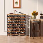Homeiju 56-Bottle Wine Rack Freestanding Floor, Wooden Wine Storage Shelf, Stackable Wine Rack with Tabletop for Living Room,Kitchen or Wine Cellar - Image 3