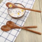 Wooden Spoons, 6 Pieces 9 Inch Wood Soup Spoons for Eating Mixing Stirring, Wood Spoon with Japanese Style Kitchen Utensil - Image 7