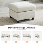 107”Modular Sectional Sofa Convertible U Shaped Sofa Couch Set with Storage for Living Room, Modern 6 Seater Modular Sectional Couch with Movable Ottoman, Chenille(Beige) - Image 8