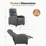 DUMOS Recliner Chair for Adults, Massage Reclining Chair for Living Room, Adjustable Home Theater Seating Single Sofa with Padded Seat Backrest and Footrest, Linen, Grey - Image 3