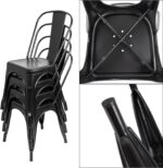 JUMMICO Metal Dining Chair Stackable Indoor Outdoor Industrial Vintage Chairs Bistro Kitchen Cafe Side Chairs with Back Set of 4 (Black) - Image 8
