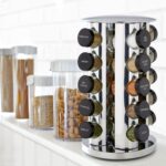 Kamenstein 20 Jar Revolving Countertop Spice Rack with Spices Included, FREE Spice Refills for 5 Years, Polished Stainless Steel with Black Caps, 30020 - Image 6