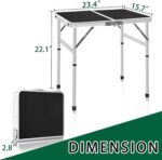 Camp Field Aluminum Folding Small Table, Adjustable Height Lightweight Portable Camping Table for Picnic Beach Outdoor Indoor (Small) (BlackB) - Image 3