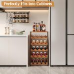 20 Bottle Wine Rack Freestanding Floor with Wood Top,Wobble-Free 5 Tier Wine Display Storage Stand Shelf,Stackable Modular Wine Bottle Holder Rack for Kitchen,Cellar,Living Room - Image 6