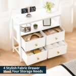 Yoobure Night Stand with Charge Station, Nightstand with 4 Drawers Bedside Table, LED Dresser with Storage Shelf, Night Stands for Bedroom, End Table 3-Tier Wood Side Tables for Home, Office White - Image 9