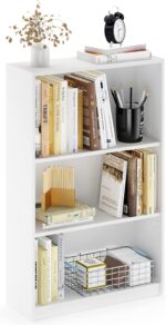 Furinno JAYA Book Shelf, 3-Tier Bookshelf, Bookcase with Adjustable Shelves, 9.5 x 24.5 x 40.3, for Living Room, Bedroom, Home Office, White - Image 2