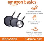 Amazon Basics Non Stick 3-Piece Kitchen Cookware Set, Includes 8-inch, 10-inch, 12-inch Pan, Black - Image 3