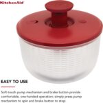 KitchenAid Universal Salad Spinner with Removable Bowl, Colander and One Handed Pump Mechanism, Large Bowl Nests and Features Non Slip Base, 7.43 Quart, Empire Red - Image 4