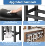 Counter Height Bar Stools Set of 2, 24 Inch Barstools for Kitchen Island Counter, Bonded Leather Kitchen Stools with Thick Saddle Seats & Heavy Duty Metal Base, Easy Assembly, All Black - Image 5