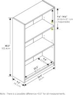 Furinno JAYA Book Shelf, 3-Tier Bookshelf, Bookcase with Adjustable Shelves, 9.5 x 24.5 x 40.3, for Living Room, Bedroom, Home Office, White - Image 7