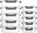 [10-Pack] Glass Meal Prep Containers with Lids, MCIRCO Food Storage Containers with Snap Locking Lids, Airtight Lunch Containers, Microwave, Oven, Freezer and Dishwasher - Image 2