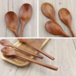 Wooden Spoons, 6 Pieces 9 Inch Wood Soup Spoons for Eating Mixing Stirring, Wood Spoon with Japanese Style Kitchen Utensil - Image 5