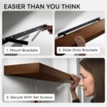 Homeforia 24inch Walnut Floating Shelves for Wall, High End Solid Real Wood 24in Floating Shelf for Bathroom, Dark Brown 24 inch Long Floating Shelves, Heavy Duty Bracket, 24 X 6.5 X 1.75 in, Set of 2 - Image 7