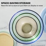 Pyrex Colors Tinted (3-Pack, Full Set) Sculpted Tinted Glass Mixing Bowls With Lids, Nesting Space Saving Set of Bowls For Prepping and Baking, 1.3QT, 2.3QT & 4.5Q - Image 4