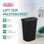 Sterilite 24-Pack Lift Top Wastebasket, D-Shape Trash Can w/Hinged Lid, 11.3 Gallon, Black - Modern Garbage Bin for Kitchen, Bathroom, Garage or Workspace, Fits 13-Gal Waste Liner - Image 3