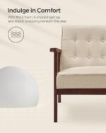 SONGMICS Loveseat Sofa, 2 Seater Cushioned Couch for Small Spaces, Mid-Century Modern 51.2-Inch Wide Seat with Solid Wood Armrests, Easy Assembly, for Living Room Bedroom, Sand Beige ULAC012M01 - Image 5