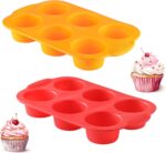 2PCS Silicone Muffin Cupcake Pan Molds, 6-Cavity Non Stick Silicone Muffin Pans for Baking Muffin, Cupcakes, Brownies and More, Food Grade and BPA Free (Orange and Red) - Image 10