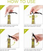 True Truetap Double Hinged Waiter's Corkscrew Wine Opener, Stainless Steel Wine Bottle Opener with Built In Foil Cutter, Home Bar Tools, Bar Cart Accessories, Wedding Gifts, Set of 1, Teal - Image 5