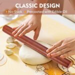 Wood Rolling Pin (15.75 Inches), Non-Stick Rolling Pin for Baking, Natural Sapele Wood Dough Roller for Pizza, Fondant, Pie, Cookie, Pastry, Essential Kitchen Tool - Image 3
