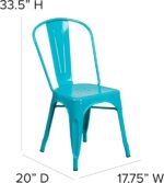 EMMA + OLIVER Commercial Grade Teal-Blue Metal Indoor-Outdoor Stackable Chair - Image 3