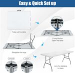 Giantex Folding Picnic Table, 6FT Portable Foldable Tables for Party BBQ, Metal Legs, HDPE, White Outdoor Indoor Camping Table with Handle, No Assembly - Image 7