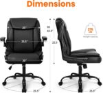NEO CHAIR Office Desk Computer Chair Ergonomic Executive Mid-Back Leather Gaming Chair with Adjustable Flip-Up Armrests Wheels Swivel for Home Study Task (Jet Black) - Image 4