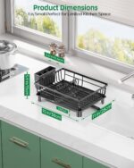 Dish Drying Rack for Kitchen Counter, Stainless Steel Drainer Anti Rust, Smart Drainage System Drainboard with Detachable Cutlery Holder, Handwash Dish Helper for Home, Apartment Space Saving - Image 8