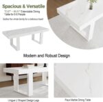 STHOUYN White Marble Extendable Dining Room Table for 8 10, 70.9" (86.6") x 31.5", Rectangle Dinner Table for 6-10, Modern Expandable Retractable Kitchen Table (White) - Image 5