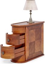 LITTLE TREE Wood End Table with 2 Drawers Sofa Side Table, No Assembly Required Vintage Slim Nightstand Bedside Table for Bedroom - Image 10