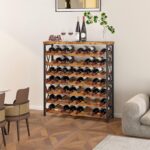 Homeiju 56-Bottle Wine Rack Freestanding Floor, Wooden Wine Storage Shelf, Stackable Wine Rack with Tabletop for Living Room,Kitchen or Wine Cellar - Image 5