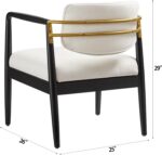 Ball & Cast Modern Accent Chair Upholstered Club Chair Comfy Side Armchair with Wooden Frame, Ivory - Image 4