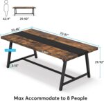 Tribesigns Dining Table for 8 People, 70.87-inch Rectangular Wood Kitchen Table with Strong Metal Frame, Industrial Large Long Dining Room Table for Big Family (Rustic Brown) - Image 3