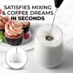 Zulay Kitchen Powerful Milk Frother Wand With 2 Duracell Batteries - Ultra Fast Handheld Drink Mixer - Electric Whisk Foam Maker for Coffee, Lattes, Cappuccino, Matcha, Hot Chocolate & Creamer - Black - Image 3