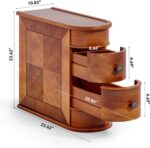 LITTLE TREE Wood End Table with 2 Drawers Sofa Side Table, No Assembly Required Vintage Slim Nightstand Bedside Table for Bedroom - Image 3