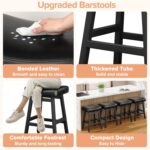 Counter Height Bar Stools Set of 2, 24 Inch Barstools for Kitchen Counter, Kitchen Stools with Bonded Leather Saddle Seats & Heavy Duty Metal Legs, Easy Assembly, All Black - Image 5