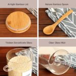 6 Pcs Glass Jar with Bamboo Lid and Spoon - 17 oz Large Sugar Container with 148 Kitchen Pantry Spice Jar Labels Preprinted - Glass Containers with Wooden Lids Hold Coffee, Tea, Candy - Image 7