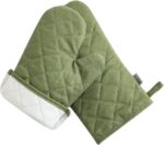 Oven Mitts and Pot Holders 4 pcs Set,High Heat Resistant 500 Degree Extra Thicken Long Kitchen Cotton Oven Glove for Cooking (12 Inch,Green) - Image 6