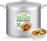NutriChef 16-Quart Stainless Steel Stockpot - 18/8 Food Grade Heavy Duty Large Stock Pot for Stew, Simmering, Soup, Includes Lid, Dishwasher Safe, Works w/Induction, Ceramic & Halogen Cooktops - Image 2