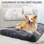 Dog Crate Bed Washable Dog Beds for Large Dogs Deluxe Thick Flannel Fluffy Comfy Kennel Pad Anti-Slip & Anti-Scratch Pet Sleeping Mat, 35 x 23 Inch, Gray - Image 4
