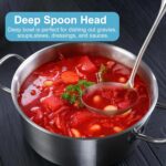 Soup Ladle - 18/10 Stainless Steel Ladle Spoon，13.8" Large Durable Metal Ladel for Serving or Cooking, Stirring, Wok & Soup, Professional Heavy Duty kitchen Utensils, Christmas gifts - Image 7