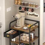 keomaisyto Kitchen Serving Storage Cart with Table Top & Drawer, 3-Tier Rolling Utility Cart on Wheels with Adjustable 2 Storage Shelves, Coffee Bar cart for Kitchen/Dining/Living Room - Image 4