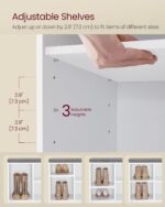 VASAGLE Shoe Bench with Cushion, Shoe Storage Bench with 4 Compartments and 2 Adjustable Shelves, Entryway Bench with Padded Seat, for Bedroom, Closet, Living Room, Cloud White ULHS234W01 - Image 6