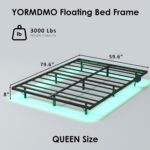Floating Bed Frame Queen Size, Heavy Duty Bedframe with Smart LED Lights & Charging Station, Modern Metal Platform Bed, Easy Assembly No Box Spring Needed, 8 Inch - Image 3