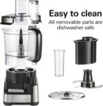 Hamilton Beach Stack & Snap Food Processor and Vegetable Chopper, BPA Free, Stainless Steel Blades, 12 Cup Bowl, 2-Speed 450 Watt Motor, Black (70725A) - Image 8