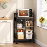 keomaisyto Kitchen Serving Storage Cart with Table Top & Drawer, 3-Tier Rolling Utility Cart on Wheels with Adjustable 2 Storage Shelves, Coffee Bar cart for Kitchen/Dining/Living Room - Image 5