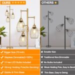 Dimmable Floor Lamp, Industrial Floor Lamps for Living Room, Gold Tree Lamp Standing Lamp Tall Lamps with 3 Elegant Teardrop Cage Head & 800 Lumens LED Bulbs for Living room Bedroom Office Dining Room - Image 3
